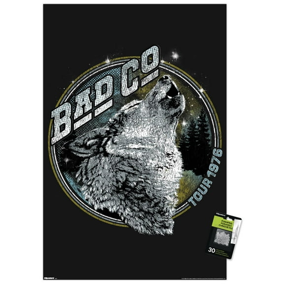 Bad Company - 1976 Wolf Tour Wall Poster with Pushpins, 22.375" x 34"