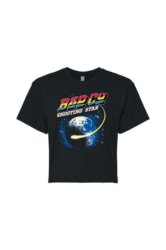 - Space - Juniors Cropped Short Sleeve Graphic T-Shirt