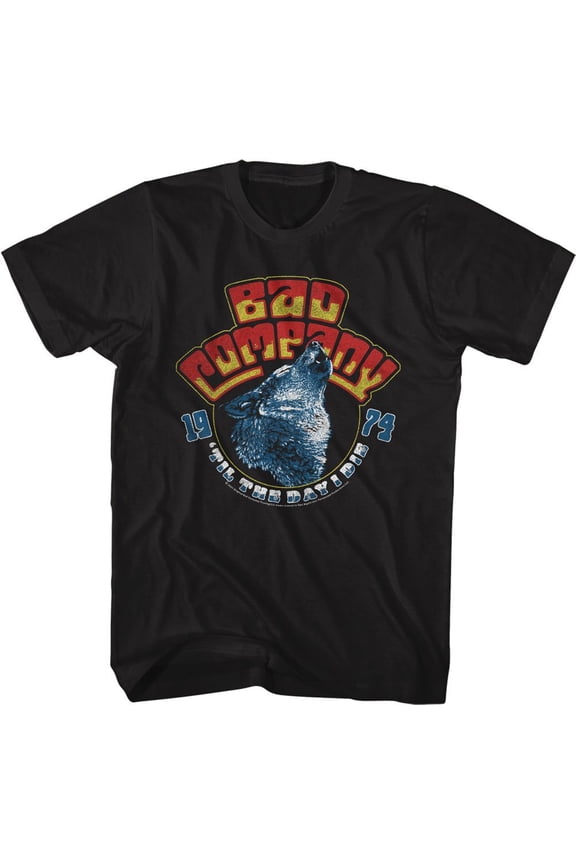Bad Company Wolf Head 74 Black Adult T-Shirt