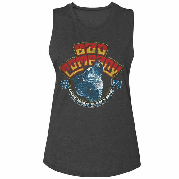 Bad Company Wolf Head 74 Charcoal Women's Muscle Tank Top