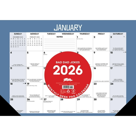 Bad Dad Jokes 2026 17 X 12 Small Monthly Deskpad, (Hardcover)