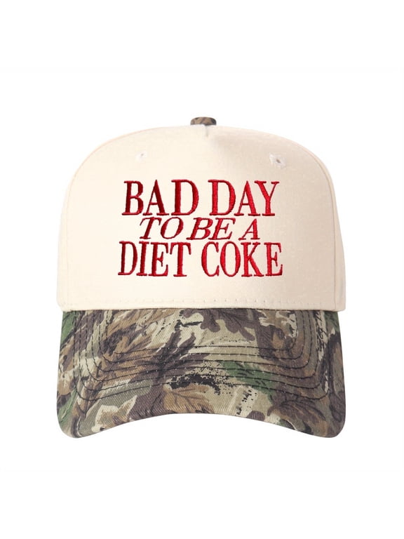 VERG Embroidered Humorous Novelty Statement Adjustable Snapback Cotton Party Trucker Hat, Beige, Unisex Adult, 1 Count