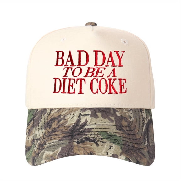 VERG Embroidered Humorous Novelty Statement Adjustable Snapback Cotton Party Trucker Hat, Beige, Unisex Adult, 1 Count
