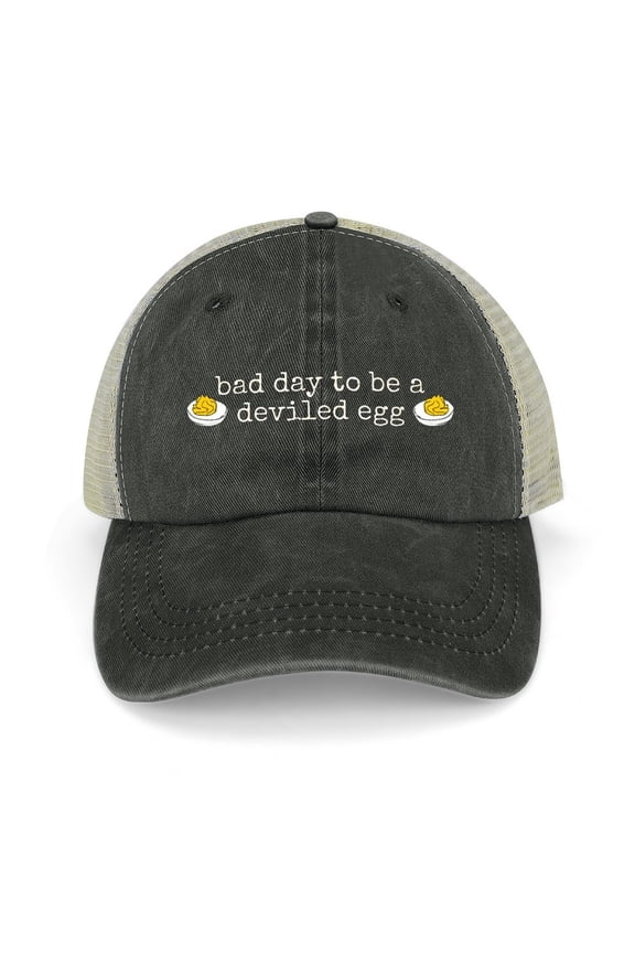 Bad Day To Be A Deviled Egg Black Hat Adjustable Funny Fashion Unisex Baseball Cap for Men Women