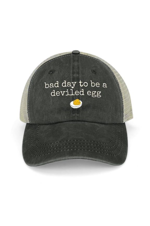 Bad Day To Be A Deviled Egg Black Hat Adjustable Funny Fashion Unisex Baseball Cap for Men Women