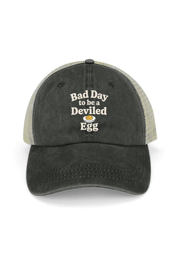 Bad Day To Be A Deviled Egg Black Hat Adjustable Funny Fashion Unisex Baseball Cap for Men Women