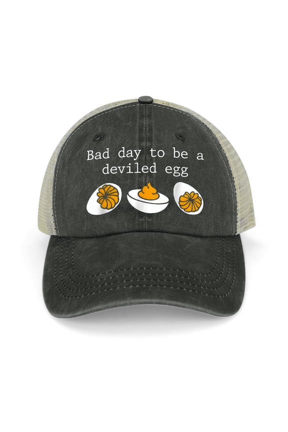 Bad Day To Be A Deviled Egg Black Hat Adjustable Funny Fashion Unisex Baseball Cap for Men Women