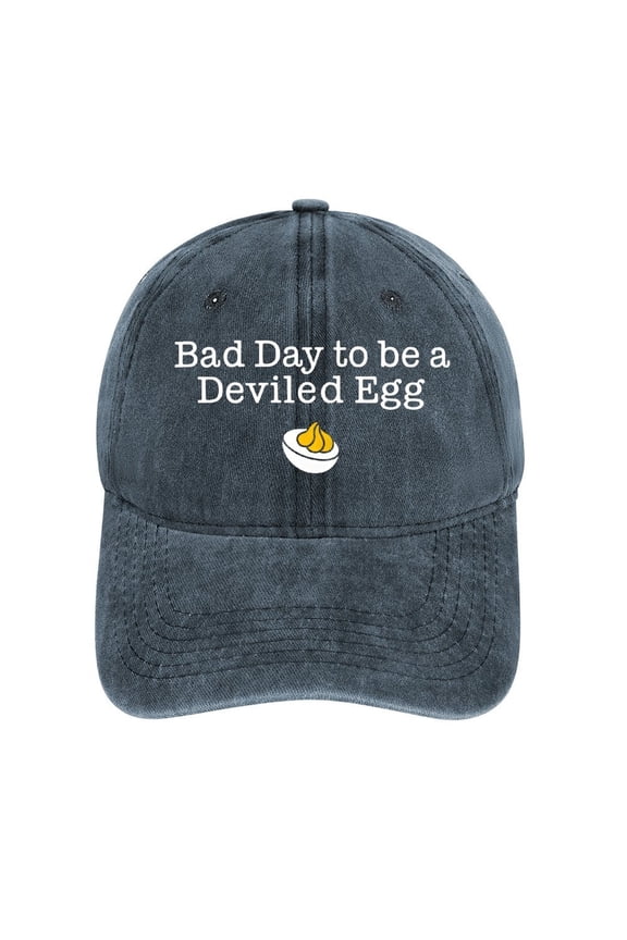 Bad Day To Be A Deviled Egg Navy Hat Adjustable Funny Fashion Unisex Baseball Cap for Men Women