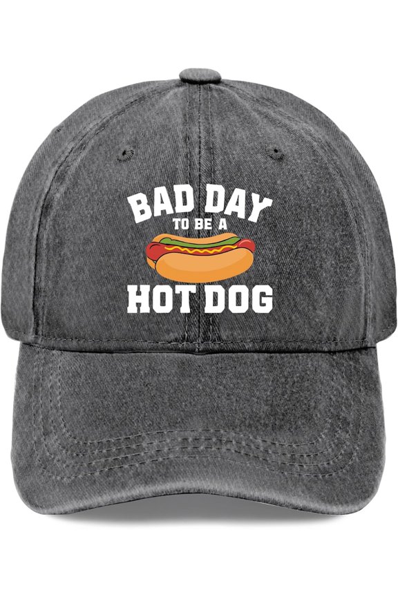 Bad Day To Be A Hotdog Hat For Mens Vintage Washed Distressed Baseball Caps Unisex
