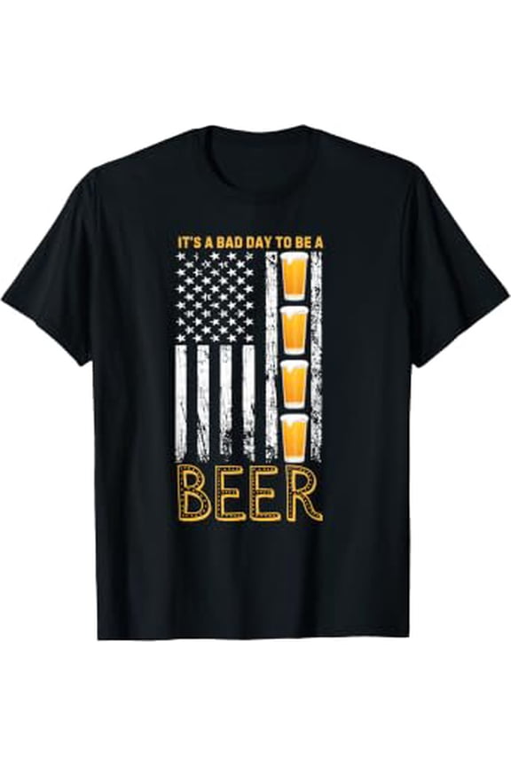 Bad Day To Be Beer Vintage Retro American Flag Patriotic Apparel Tee