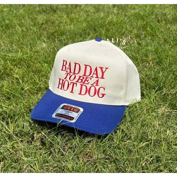 Bad Day To Be a Hot Dog Embroidered Trucker Hat, Baseball hat, Summer hat, Funny trendy trucker snapback hat Fourth of July hat, 4th of July