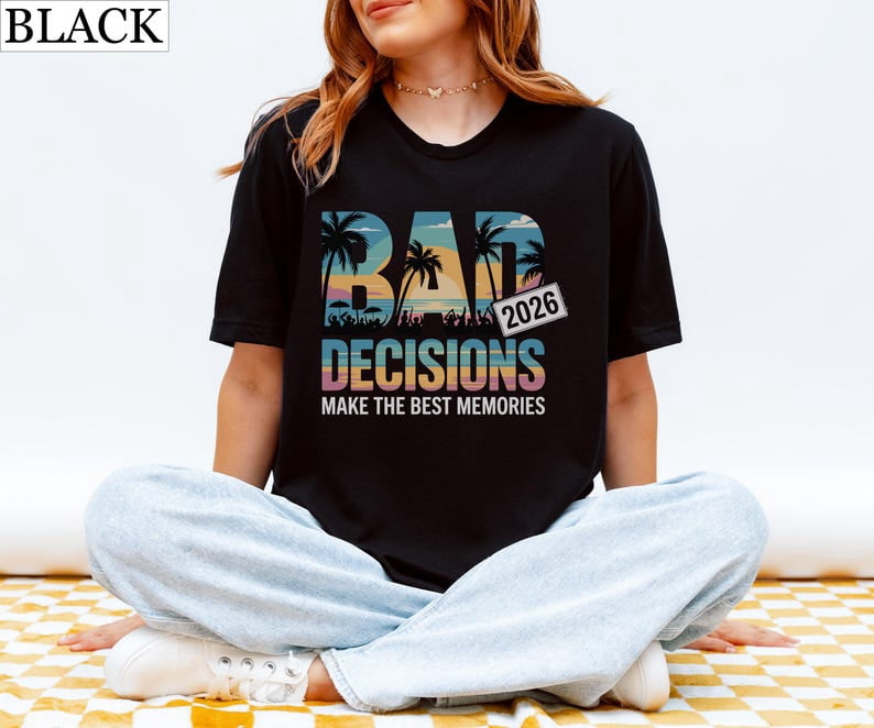 Bad Decisions 2026 Spring Break Shirt, Retro Tropical Beach Vacation ...
