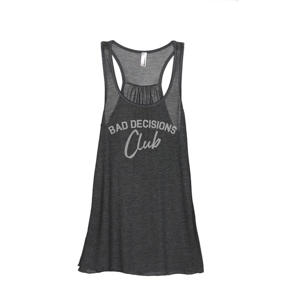 Bad Decisions Club Women's Fashion Sleeveless Flowy Racerback Workout Yoga Tank Top Charcoal Grey Medium