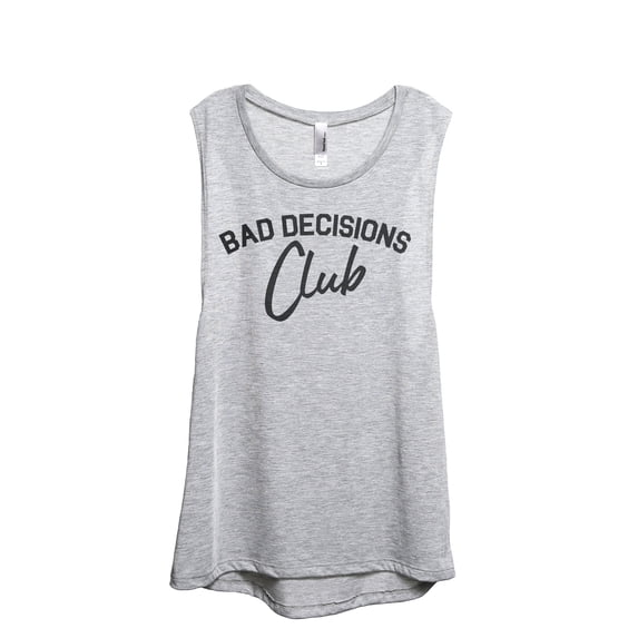 Bad Decisions Club Women's Fashion Sleeveless Muscle Workout Yoga Tank Top Sport Grey Large
