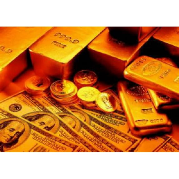 Bad Dog Posters Gold Bars Poster $100 Bills 16inx24in Poster 16x24 poster Color Category: Multi, Unframed, Ages: Adults