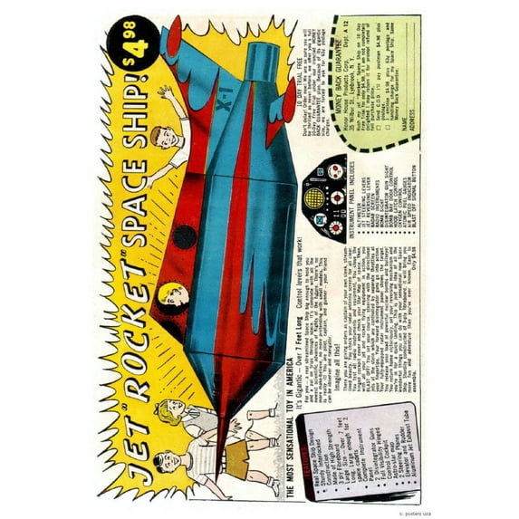 Bad Dog Posters Jet Rocket Spaceship Magazine Ad 11inx17in Mini Poster 11x17 poster Color Category: Multi, Unframed, Ages: Adults