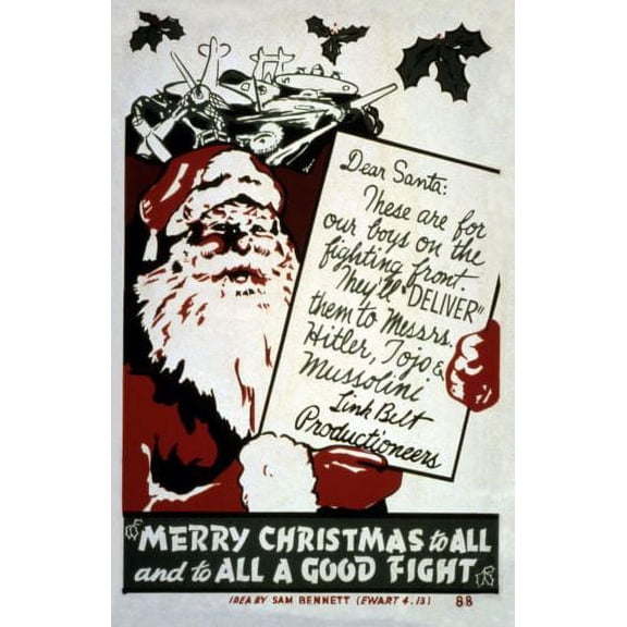 Bad Dog Posters Wwii War Propaganda Merry Christmas 24inx36in Poster 24x36 poster
