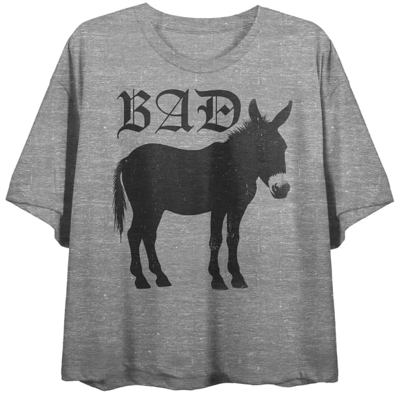 Bad Donkey Women's Athletic Heather Crew Neck Short Sleeve Crop Top-XS
