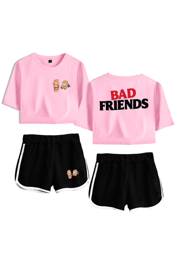Bad Friends Merch Bad Friends Classic Crop Top T-shirt Suits T Shirt Women Girls Short Sleeve Tees