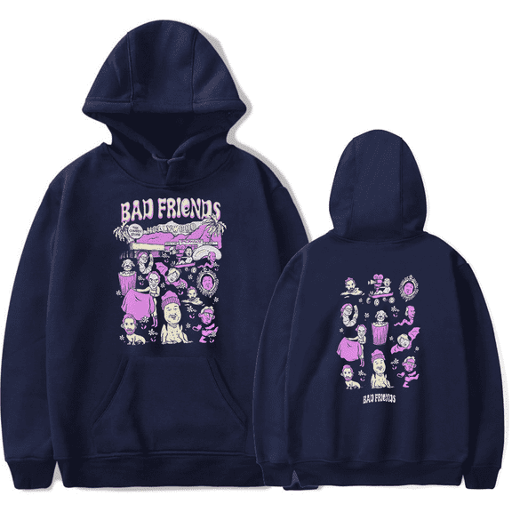 Bad Friends Merch Hoodie Bad Friends World Hoodies Unisex Long Sleeve Sweatshirt Streetwear Pullover Top