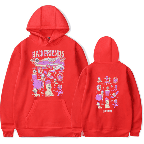 Bad Friends Merch Hoodie Bad Friends World Hoodies Unisex Long Sleeve Sweatshirt Streetwear Pullover Top