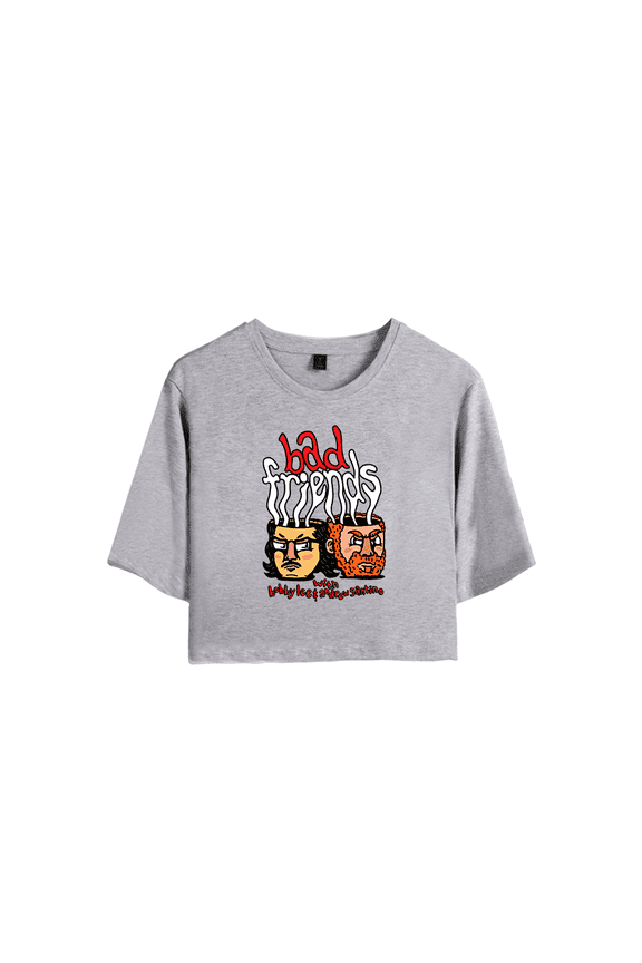 Bad Friends Merch Logo Crop Top T-shirt Shorts Suits Girls Women Short Sleeve Tee