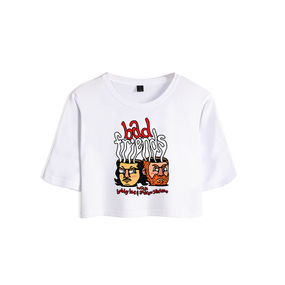Bad Friends Merch Logo Crop Top T-shirt Shorts Suits Girls Women Short Sleeve Tee