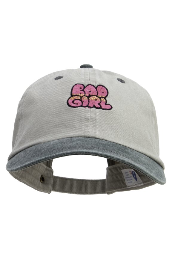 Bad Girl Embroidered Pigment Dyed Wash Cap - Beige Green OSFM