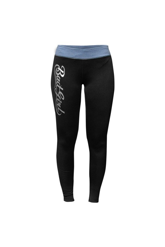 Logo Long Fitness Tights - XS - Black/Blue Marl