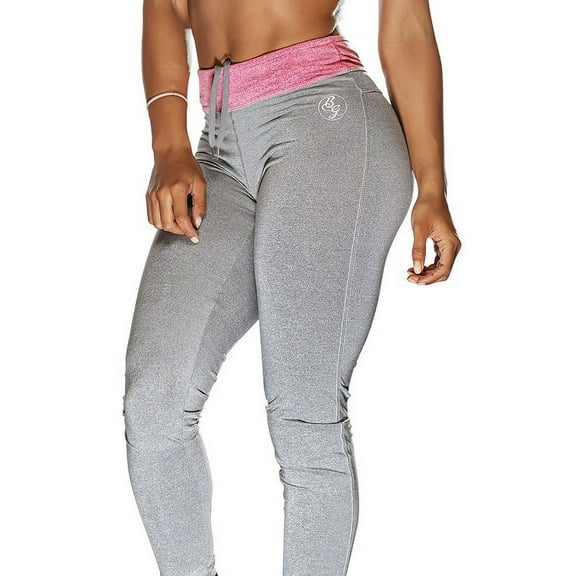 Bad Girl Long Fitness Tights - XS - Charcoal Marl/Pink Marl