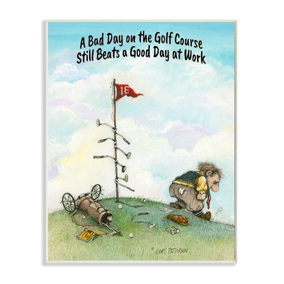 Bad Golf Beats Good Work Funny Cartoon Golf Sports Design Oversized Wall Plaque Art by Gary Patterson