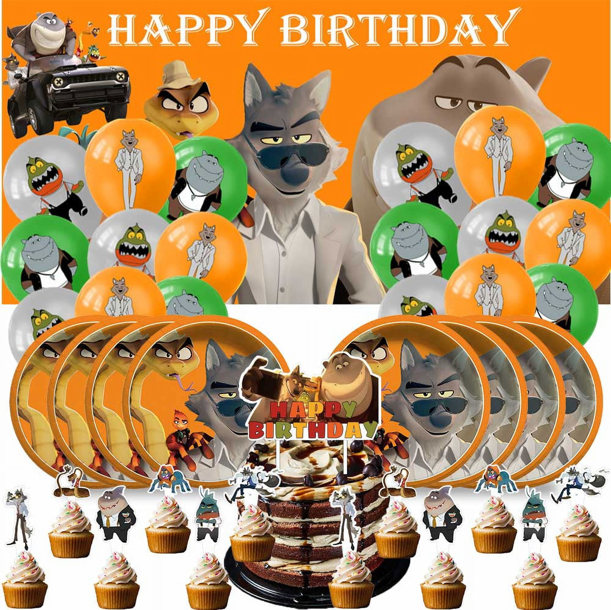 Bad Guys Party Supplies Plates Decorations Birthday Cake Topper Banner Decor Backdrop Balloons