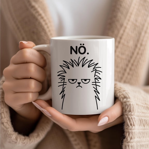 Bad Hair Day Nope Cat Mug Funny Morning Office Coffee Cup, Grumpy-Looking Kitty, Cat Lover Gift