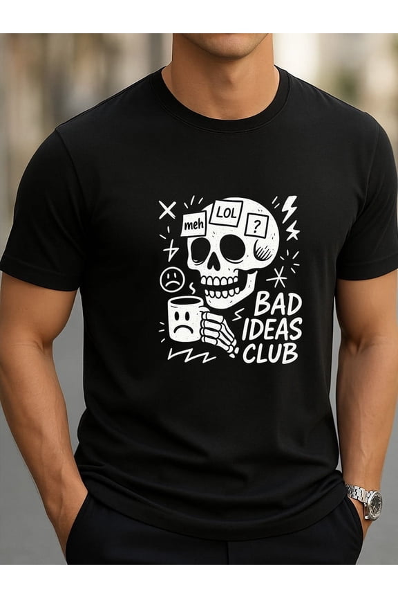 Bad Ideas Club Shirt – Funny Coffee Emo Graphic Tee for Sarcastic Vibes