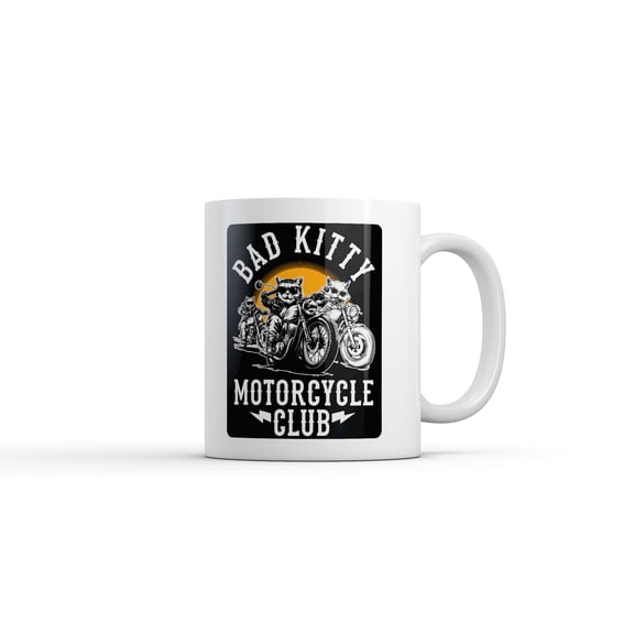 Bad Kitty Motorcycle Club Mug Funny Sarcastic Kitten Graphic Novelty Coffee Cup