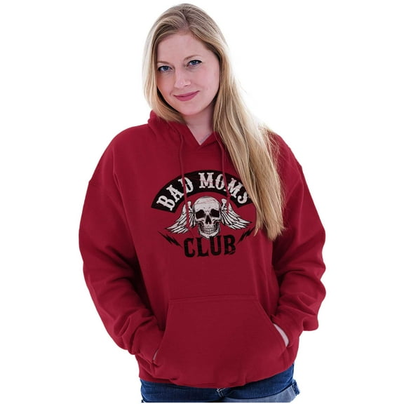 Bad Moms Club Funny Mothers Day Skull Women Plus Size Hoodie Brisco Brands 2X