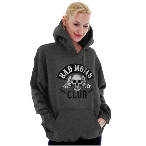 Bad Moms Club Funny Mothers Day Skull Hoodie Sweatshirt Women Brisco Brands S