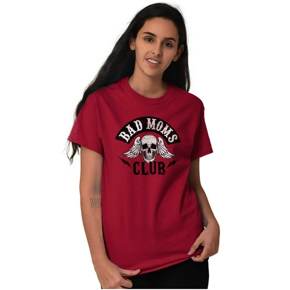 Bad Moms Club Funny Mothers Day Skull Women's Plus Size Graphic Tee Brisco Brands 2X