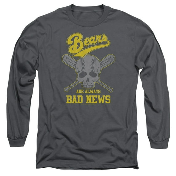 Bad News Bears Always Bad News Long Sleeve Adult 18/1 T-Shirt Charcoal