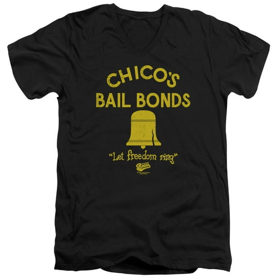Bad News Bears Chicos Bail Bonds Adult V-Neck T-Shirt Black