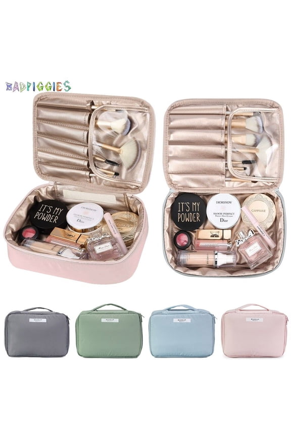 Portable Travel Makeup Waterproof Train Cosmetic Case Organizer Artist Storage Bag with Inner Pouch for Women Girls