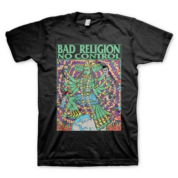 Bad Religion Men's Kozik No Control T-Shirt Black Medium | Officially Licensed