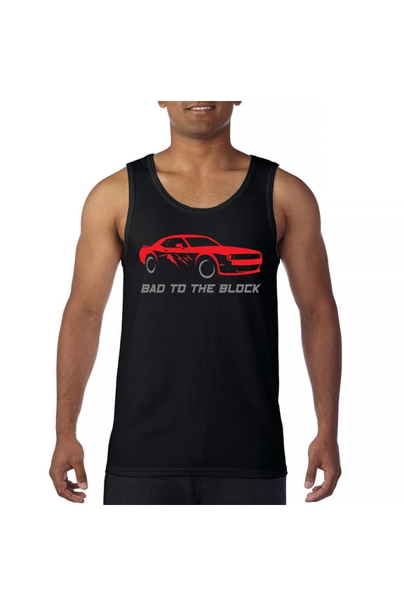 Bad To The Block Muscle Car Tank Top Street Racer American RT V8 Octane Power Perfomance Racing Coupe Men's Top