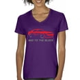 thumbnail image 1 of Bad To The Block Muscle Car Women's V-Neck T-shirt Street Racer American RT V8 Octane Power Perfomance Racing Coupe Tee, 1 of 7