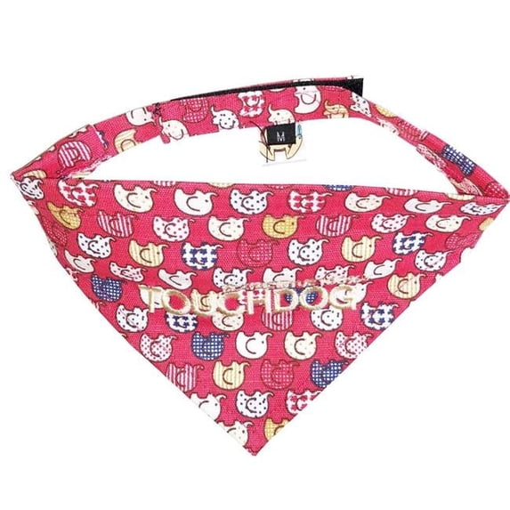 Bad-To-The-Bone Elephant Patterned Fashionable Cloth Hook & Eye Bandana - Red - Small