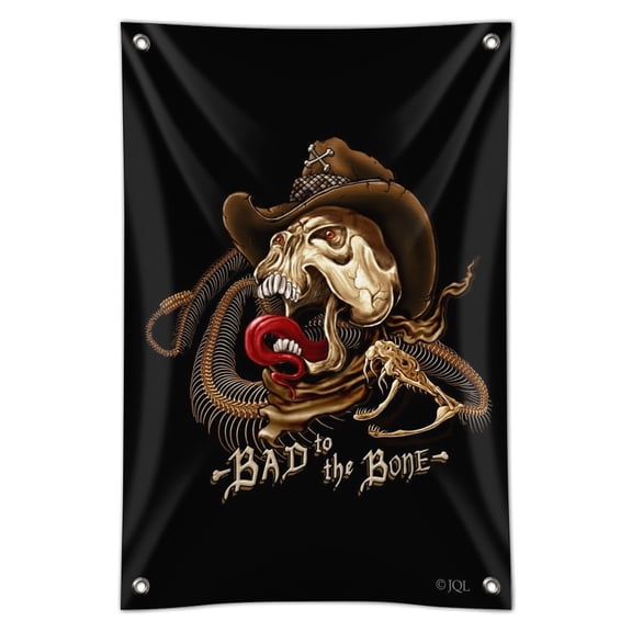 Bad To The Bone Skull Snake Biker Motorcycle Western Home Business Office Sign