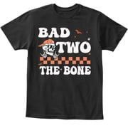 Bad Two The Bone 2nd Birthday Boy Outfit   NH2 Creative Funny Skull Toddler Shirt for 2 Year Old Birthday