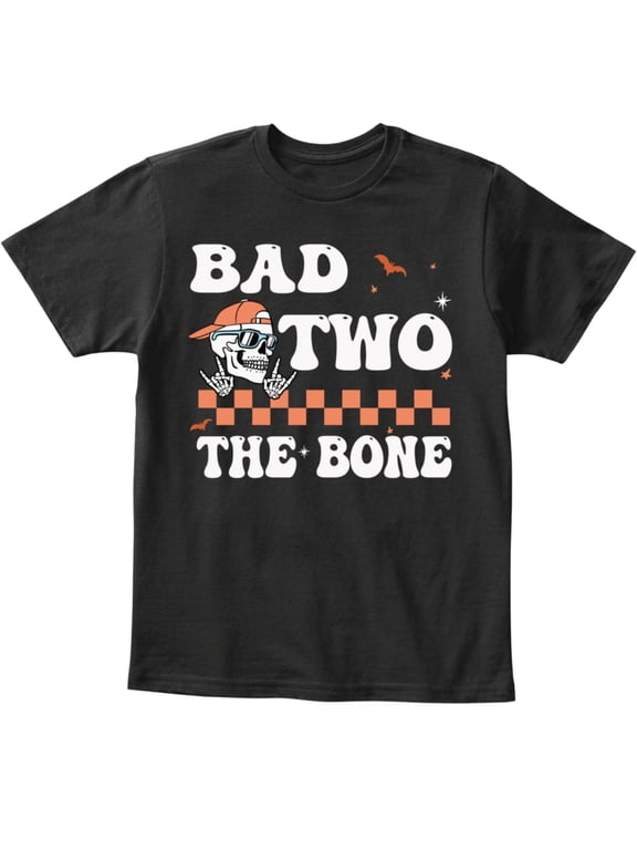 Bad Two The Bone 2nd Birthday Boy Outfit – NH2 Creative Funny Skull Toddler Shirt for 2 Year Old Birthday
