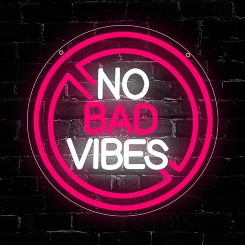 No Bad Vibes Neon Sign, Good Vibes Led Neon Light Signs for Wall Decor LED Light up Sign for Bedroom Bar Party Birthday Christmas Gift Dimmable USB Powered(11.6"*11.6")$$Tools & Hardware Other