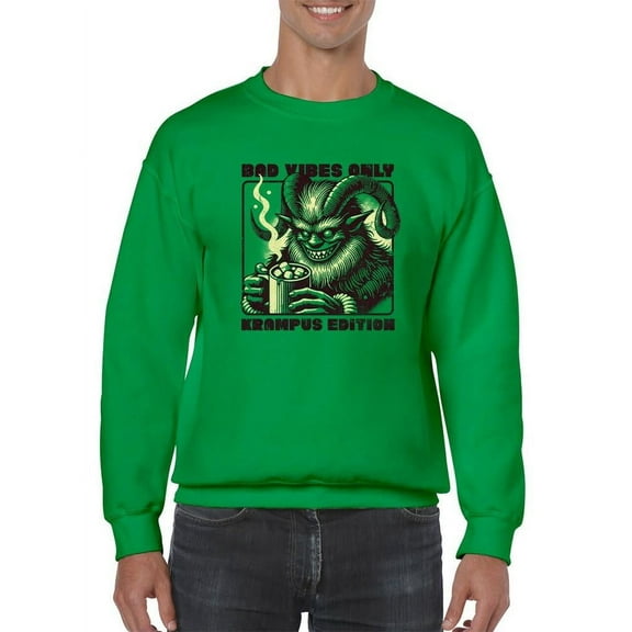 Bad Vibes Only Creepy Krampus Holiday Men's Sweatshirt